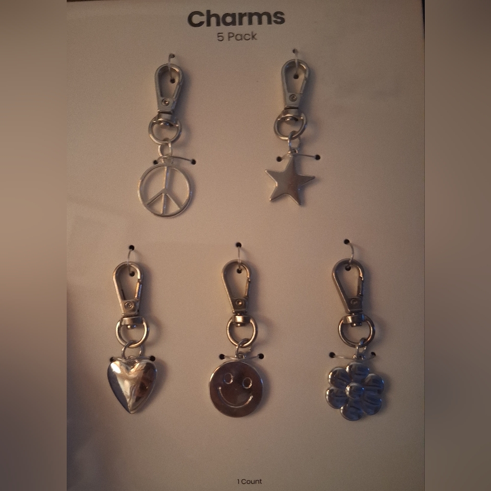 Silvertone Purse Charms Set 5 Pack,